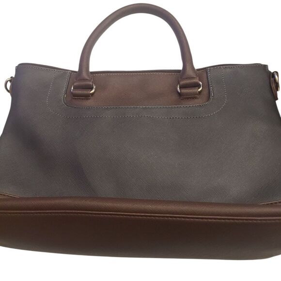 Jaclyn Smith Handbag Black Brown Topstitching 14 × 10 - Picture 3 of 12